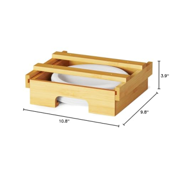 SpaceAid Bamboo Paper Plate Dispenser for 8.5-Inch Plates