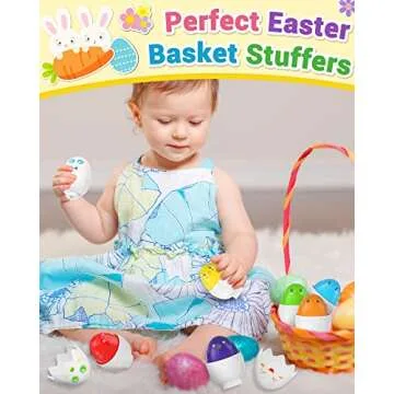Yetonamr Easter Egg Toys for 1 2 3 Years Old Babies Boys Girls Kids, Toddler Easter Basket Stuffers Prefilled Easter Eggs with Toys Inside Filled Infant Montessori Toys Gift Ages 1-3, 2-4, 3-5