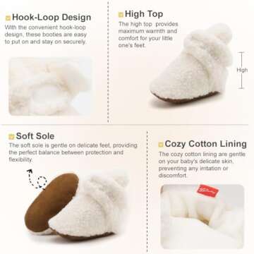 KIDSUN Newborn Baby Booties Soft Non-Slip Slippers for Babies