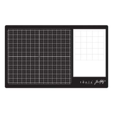 Tim Holtz Glass Cutting Mat - Large Work Surface with 12x14 Measuring Grid and Palette for Paint, Ink, and Mixed Media - Art and Craft Supplies