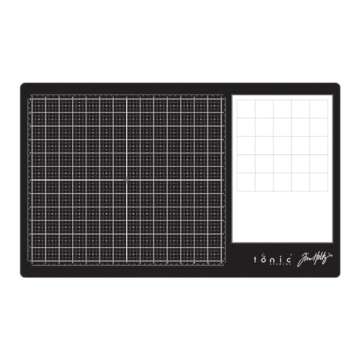 Tim Holtz Glass Cutting Mat - Large Work Surface with 12x14 Measuring Grid and Palette for Paint, Ink, and Mixed Media - Art and Craft Supplies