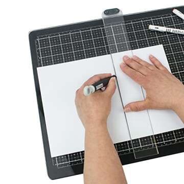 Tim Holtz Glass Cutting Mat - Large Work Surface with 12x14 Measuring Grid and Palette for Paint, Ink, and Mixed Media - Art and Craft Supplies
