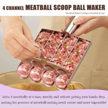 Meatball Maker Tool, 304 Stainless Steel Kitchen Manual Non Stick Meatball Maker, Portable Meatball ...