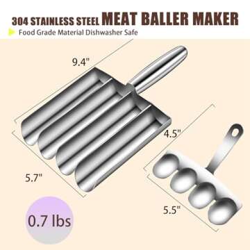 Meatball Maker Tool, 304 Stainless Steel Kitchen Manual Non Stick Meatball Maker, Portable Meatball Spoon Ball Maker Kitchen Restaurant Must Have Meatball Making Set，Home Cooking Tools (4-channel)
