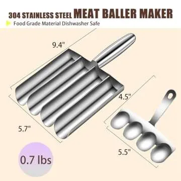 Meatball Maker Tool, 304 Stainless Steel Kitchen Manual Non Stick Meatball Maker, Portable Meatball Spoon Ball Maker Kitchen Restaurant Must Have Meatball Making Set，Home Cooking Tools (4-channel)