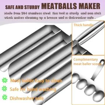 Meatball Maker Tool, 304 Stainless Steel Kitchen Manual Non Stick Meatball Maker, Portable Meatball Spoon Ball Maker Kitchen Restaurant Must Have Meatball Making Set，Home Cooking Tools (4-channel)