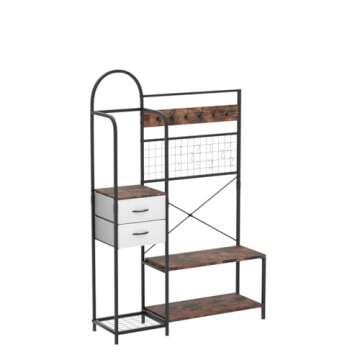 YITAHOME Coat Rack, 6-in-1 Industrial 70" Hall Tree with Entryway Bench and Foldable Drawer, Univers...