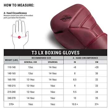 Hayabusa T3 LX Leather Boxing Gloves Men and Women for Training Sparring Heavy Bag and Mitt Work - Brown, 12 oz