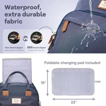 RUVALINO Diaper Bag Backpack, Multifunction Travel Pack Maternity Baby Changing Bags, Large Capacity, Waterproof, Navy Blue