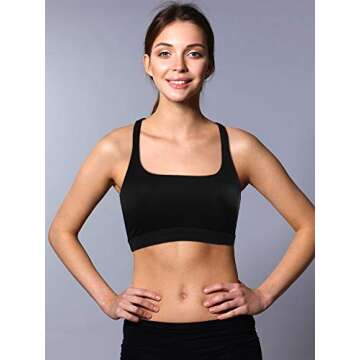 Patelai 2 Pack Womens Sports Bras for Women Cross Back Bra Workout Strappy Bra Seamless Comfortable Yoga Bra (M, Black and Rose Red)