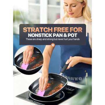 Pan Scraper - CLUEAPOP 5 Pcs Plastic Scraper Tool Set - Dish Scraper for Cast Iron - Non Scratch for...