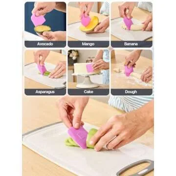 Pan Scraper - CLUEAPOP 5 Pcs Plastic Scraper Tool Set - Dish Scraper for Cast Iron - Non Scratch for Pot Cleaning Scraper - Non-Slip High Heat Resistant Kitchen Scraper Tool
