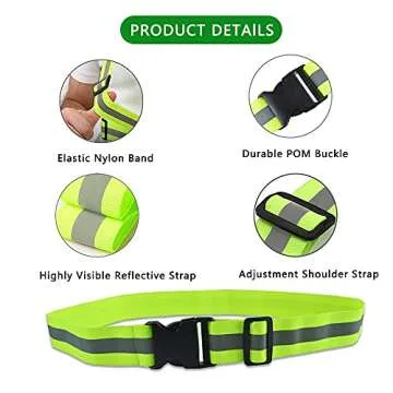 Morbeste 5 PCS Reflective Belt or Sash, Visibility Military Belt Adjustable Lightweight Reflective S...