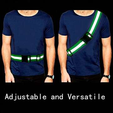 Morbeste 5 PCS Reflective Belt or Sash, Visibility Military Belt Adjustable Lightweight Reflective Straps for Night Running, Walking & Cycling - Fits Women, Men & Kids - Green, Red, Blue, Pink, Orange