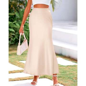 BTFBM Womens Summer Fall Skirt 2025 Silk Elegant High Waist Cocktail Party Wedding Mermaid Satin Maxi Skirts(Solid Beige, Small)
