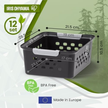 IRIS USA Plastic Storage Basket, 12-Pack - Organizer Set