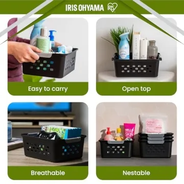 IRIS USA Plastic Storage Basket, 12-Pack - Organizer Set