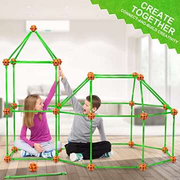 Fort Building Kit for Kids 4,5,6,7,8+Year Old Boys & Girls, 140 pcs, Creative STEM Building Toys for DIY Castles, Tunnels, Play Tent, Ideal Gift for Aged 5-8