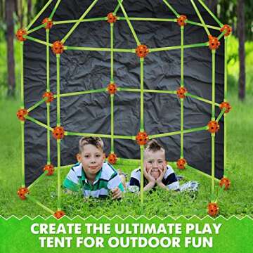 Fort Building Kit for Kids 4,5,6,7,8+Year Old Boys & Girls, 140 pcs, Creative STEM Building Toys for DIY Castles, Tunnels, Play Tent, Ideal Gift for Aged 5-8