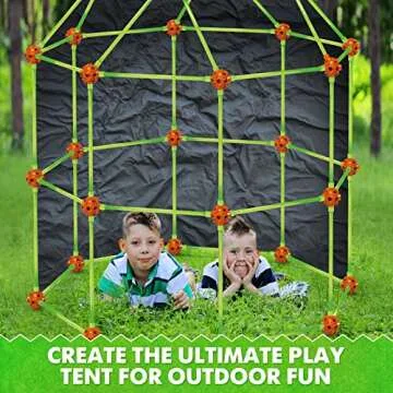 Fort Building Kit for Kids 4,5,6,7,8+Year Old Boys & Girls, 140 pcs, Creative STEM Building Toys for DIY Castles, Tunnels, Play Tent, Ideal Gift for Aged 5-8