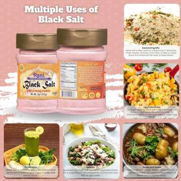 Rani Black Salt Powder (Kala Namak) Mineral 5oz (142g) PET Jar ~ Unrefined, Pure and Natural | Vegan...
