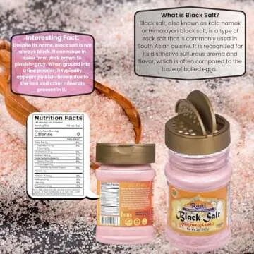 Rani Black Salt Powder (Kala Namak) Mineral 5oz (142g) PET Jar ~ Unrefined, Pure and Natural | Vegan | Gluten Friendly | NON-GMO | Kosher | Indian Origin | Perfect for Tofu Scramble
