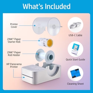 HP Sprocket Panorama Instant Portable Color Label & Photo Printer (Grey) Personalize Prints 2” x ....