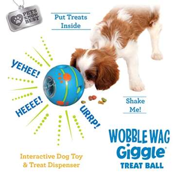 Wobble Wag Giggle Treat Ball- Interactive Dog Toy & Treat Dispenser, Fun Giggle Sounds When Rolled or Shaken, Great for Dogs Pets Know Best