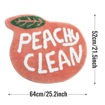 UNIBATH Peach Bathroom Rugs and Mat Cute Cartoon Decor Plush Non-Slip and Absorbent Bathtub Rug Wash...