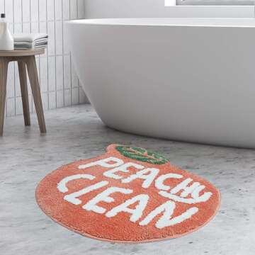 UNIBATH Peach Bathroom Rug Plush Non-Slip Cute Decor