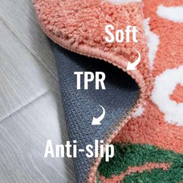 UNIBATH Peach Bathroom Rug Plush Non-Slip Cute Decor