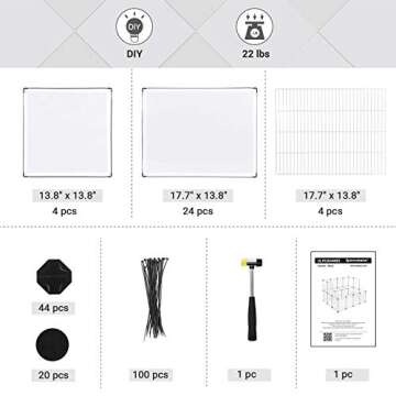 SONGMICS Guinea Pig Playpen with Dense Ramp, Indoor Rabbit Run Hutch Cage, Large Exercise Enclosure with Stairs, DIY Plastic Modular Fence for Hamster, Pet, Small Animals, White ULPC004W01