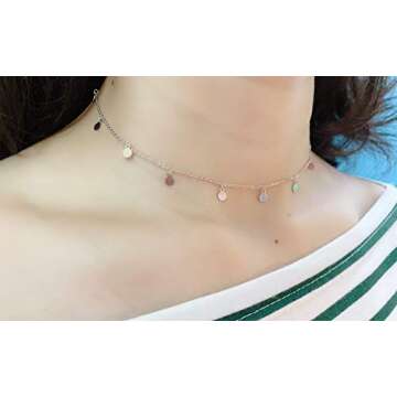Gapudt S925 Sterling Silver Dot Choker Short Dainty Necklace for Women Jewelry
