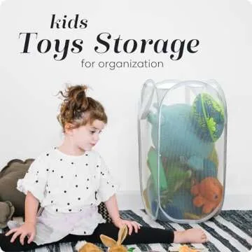 Handy Laundry Collapsible Mesh Pop Up Hamper with Wide Opening and Side Pocket – Breathable, Sturdy, Foldable, and Space-Saving Design for Clothes and Storage. (White | 2-Pack)