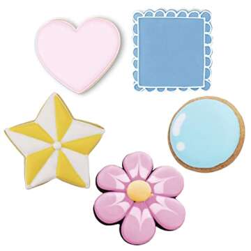 Basic Cookie Cutters 5-Pc. Set Made in USA by Ann Clark, Star, Heart, Circle, Square, Flower