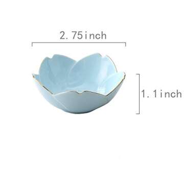 XIGUI Japanese Style Soy Sauce Dishes set of 6, Cherry Blossom Porcelain Sauce Dish Seasoning Dish S...