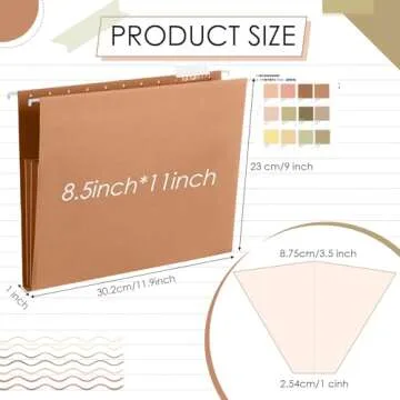Yaomiao 24 Pack Hanging File Folders 3 Pleats Letter Size File Cabinet Folders with 1/5-Cut Adjustab...