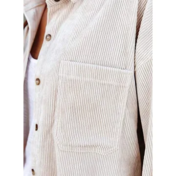Astylish Womens Long Sleeve Button-Up Corduroy Shirt