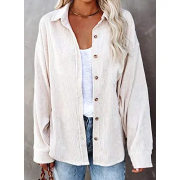 Astylish Womens Long Sleeve Button-Up Corduroy Shirt
