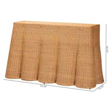 bali & pari Palm Bohemian Honey Scallop Rattan Console Table