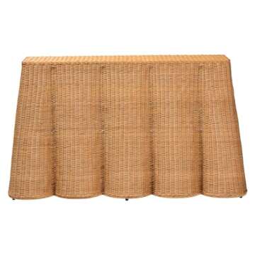 bali & pari Palm Bohemian Honey Scallop Rattan Console Table