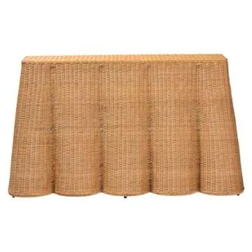 bali & pari Palm Bohemian Honey Scallop Rattan Console Table