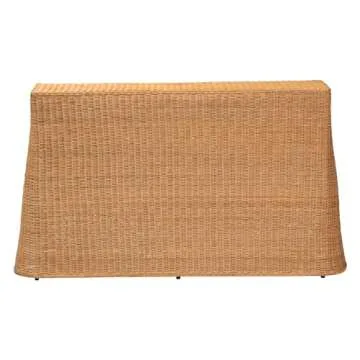 bali & pari Palm Bohemian Honey Scallop Rattan Console Table