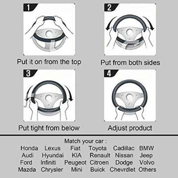 Yontree Cute Fluffy Steering Wheel Covers for Women/Girls/Ladies Australia Pure Wool Universal 15 Inch1 Set 3 Pcs (Pink)