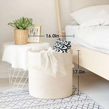 CherryNow Extra Large Cotton Rope Storage Basket for Home