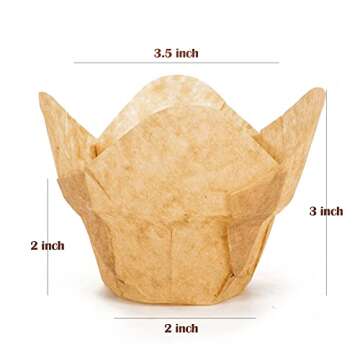GOLDEN APPLE, 100 Pcs Tulip Cupcake Liner Lotus Parchment Baking Cup Muffin Tins Cups for Weddings, ...