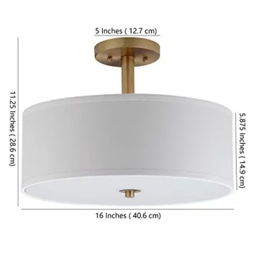 SAFAVIEH Clara Gold Semi Flush Mount LED Light Fixture 16inch