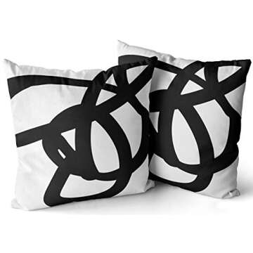 KELEMO Home Set of 2 Pillow Case Black White Abstract Art Modern Throw Pillow Covers Cushion Decorative Pillowcase European 26 x 26 Inches