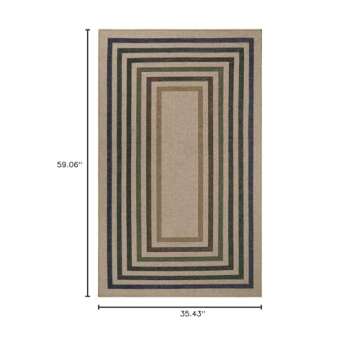 Lahome Modern Geometric Easy Jute Entryway Rug, 3x5 Washable Farmhouse Kitchen Rugs for Bedroom, Con...