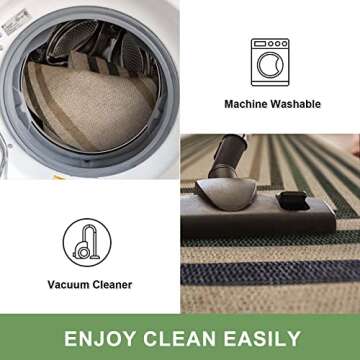 Lahome Modern Geometric Easy Jute Entryway Rug, 3x5 Washable Farmhouse Kitchen Rugs for Bedroom, Contemporary Non Slip Non Shedding Woven Carpet for Living Room